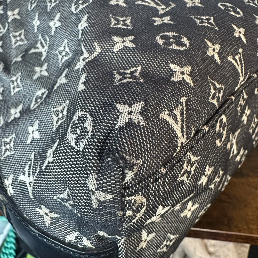 Authentic Louis Vuitton Mini Lin Mary Kate Black Monogram Canvas Denim Tote - Picture 10 of 16